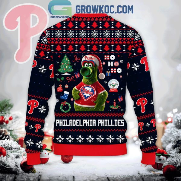 Philadelphia Phillies Phillie Phanatic Christmas Carol 2024 Ugly Sweater