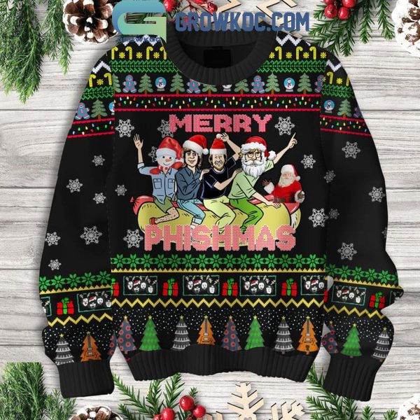 Phish Band Merry Phishmas Christmas Ugly Sweater Black Version