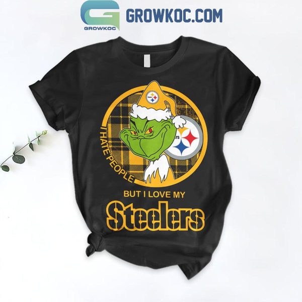 Pittsburgh Steelers Grinch 2024 I Hate People But Love Steelers Fleece Pajamas Set