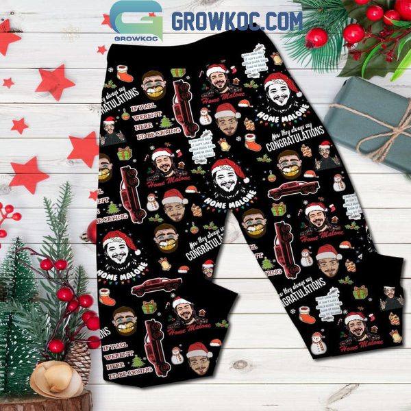 Post Malone Home Alone Malone Congratulations Christmas Fleece Pajamas Set