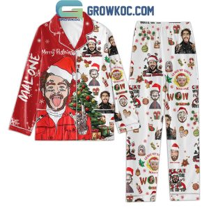 Post Malone Merry Postmas 2024 Christmas Polyester Pajamas Set