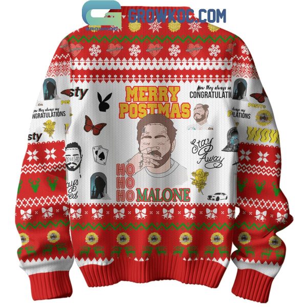 Post Malone Posty Ho Ho Ho Merry Postmas 2024 Christmas Ugly Sweater