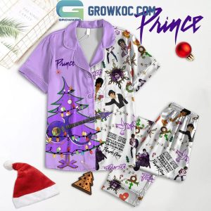 Prince Enjoying Princemas Purple Rain Christmas Polyester Pajamas Set