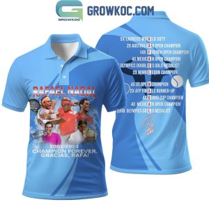 Rafael Nadal 2001-2024 Champions Forever Thank You Rafa Polo Shirts Blue