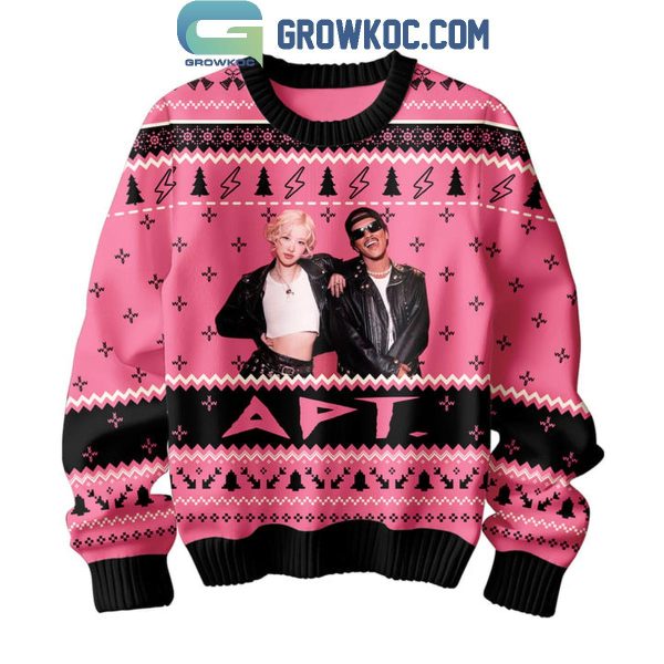 Rose Black Pink Bruno Mars Apt Merry Christmas Ugly Sweater