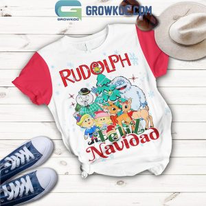 Rudolph Feliz Navidad Merry Christmas Y’All Fleece Pajamas Set