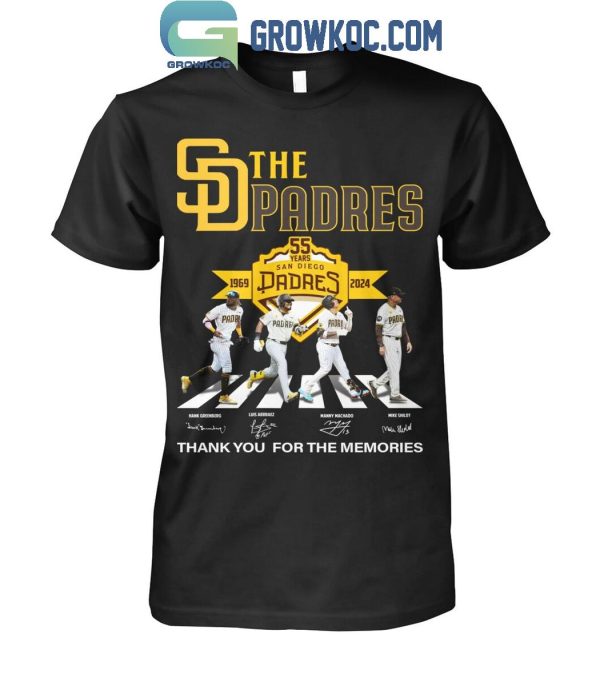 San Diego Padres 55 Years Of The Padres Champions 1969-2024 Thank You T-Shirt