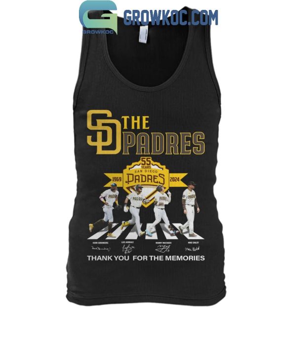 San Diego Padres 55 Years Of The Padres Champions 1969-2024 Thank You T-Shirt