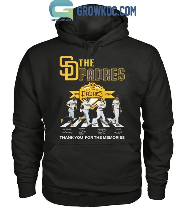 San Diego Padres 55 Years Of The Padres Champions 1969-2024 Thank You T-Shirt