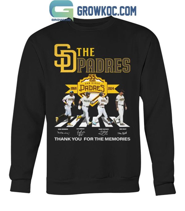 San Diego Padres 55 Years Of The Padres Champions 1969-2024 Thank You T-Shirt