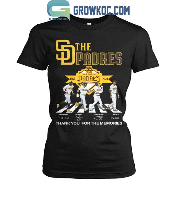 San Diego Padres 55 Years Of The Padres Champions 1969-2024 Thank You T-Shirt