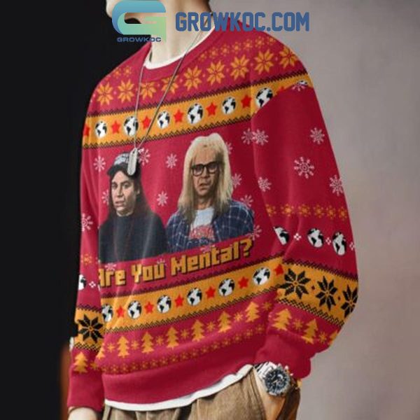 Saturday Night Live Wayne?s World Are you Mental Christmas Ugly Sweater