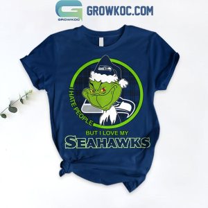 Seattle Seahawks Grinch 2024 I Hate People But Love Seahawks Fleece Pajamas Set