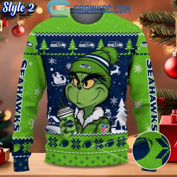 Seattle Seahawks Grinch Stolen Christmas 2024 Grinchmas Ugly Sweater