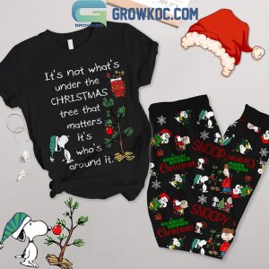 Snoopy It’s Not What Under The Christmas Tree Black Fleece Pajamas Set