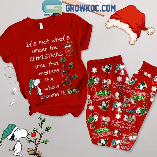 Snoopy It’s Not What Under The Christmas Tree Fleece Pajamas Set Red