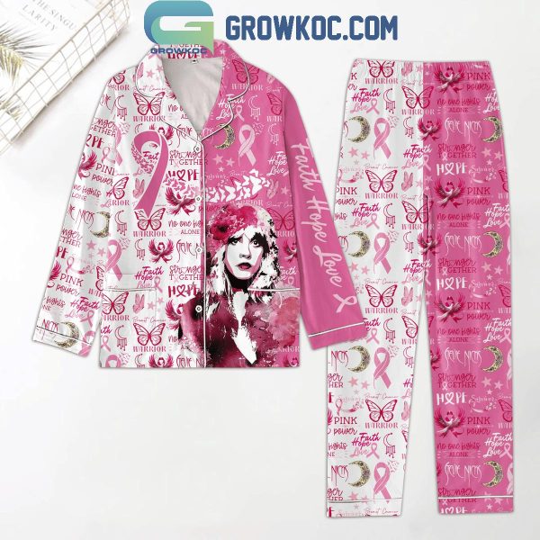 Stevie Nicks Faith Hope Love Breast Cancer Warrior Polyester Pajamas Set