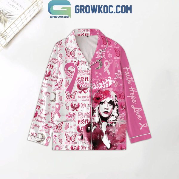 Stevie Nicks Faith Hope Love Breast Cancer Warrior Polyester Pajamas Set