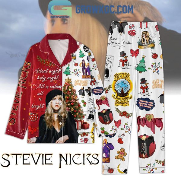 Stevie Nicks Silent Night Holy Night All Is Calm Christmas Polyester Pajamas Set