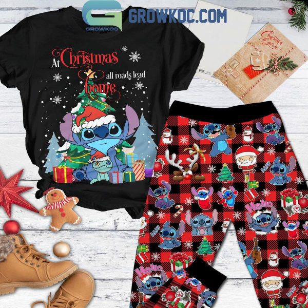 Stitch At Christmas All Roads Lead To Home Fleece Pajamas Set