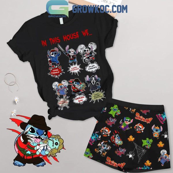 Stitch In This House We Love Family Ohana T-Shirt Shorts Pants