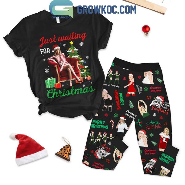 Taylor Swift 2024 Just Waiting For Christmas Fleece Pajamas Set