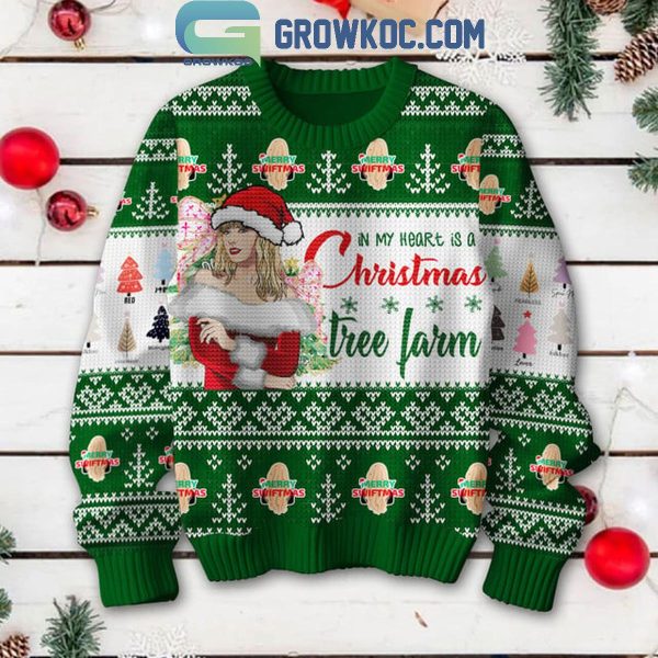 Taylor Swift Christmas In My Heart Is A Tree Farm Ugly Sweater Green Version