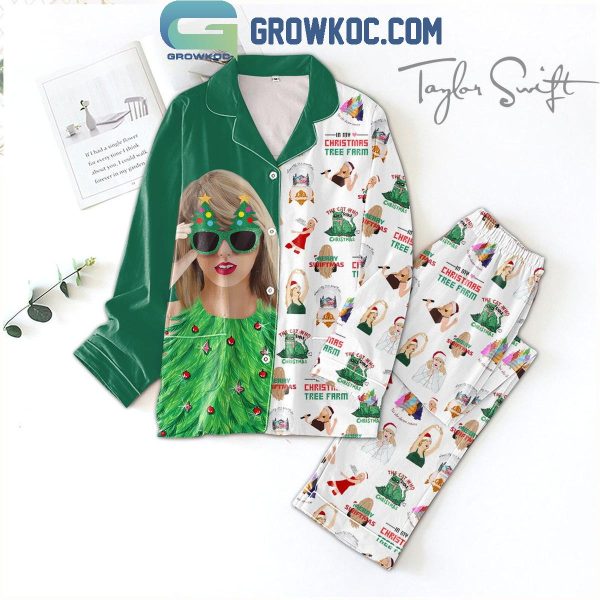 Taylor Swift Christmas Tree Farm Polyester Pajamas Set Green Version