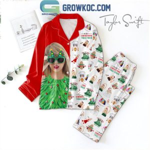 Taylor Swift Christmas Tree Farm Red Design Polyester Pajamas Set