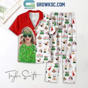 Taylor Swift Christmas Tree Farm Red Design Polyester Pajamas Set