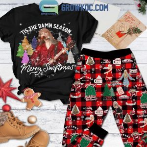 Taylor Swift Tis The Damn Season Merry Swiftmas Christmas Fleece Pajamas Set