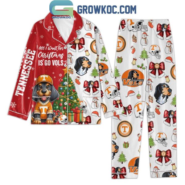 Tennessee Volunteers All I Want For 2024 Christmas Is Go Vols Polyester Pajamas Set