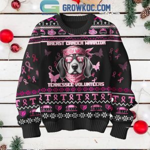 Tennessee Volunteers Breast Cancer Warrior Tackle Cancer Christmas Black Ugly Sweater