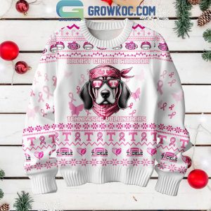 Tennessee Volunteers Breast Cancer Warrior Tackle Cancer Christmas White Ugly Sweater