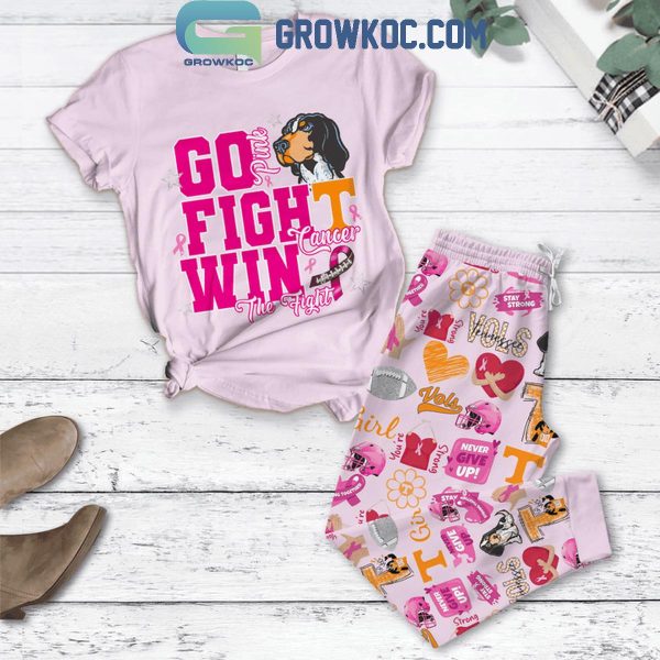 Tennessee Volunteers Go Pink Fight Cancer Win The Fight Fleece Pajamas Set