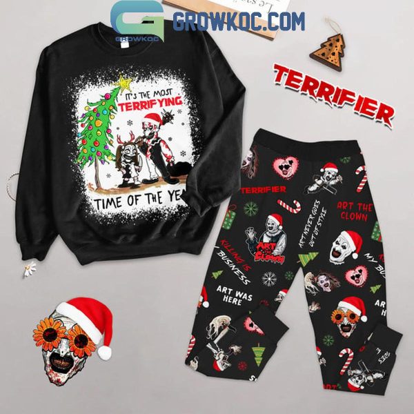 Terrifier It’s The Most Terrifying Time Christmas Fleece Pajamas Set Long Sleeve