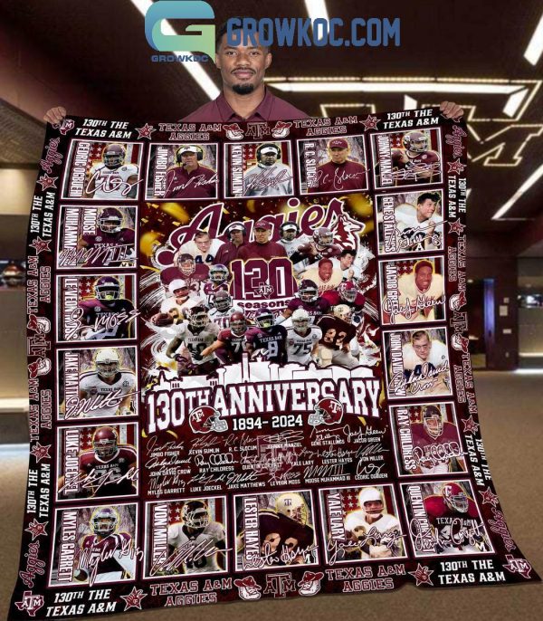 Texas A&M Aggies 1894-2024 Celebrating 130th Anniversary Fleece Blanket Quilt