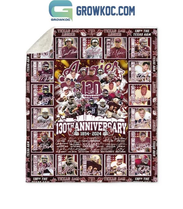 Texas A&M Aggies 1894-2024 Celebrating 130th Anniversary Fleece Blanket Quilt