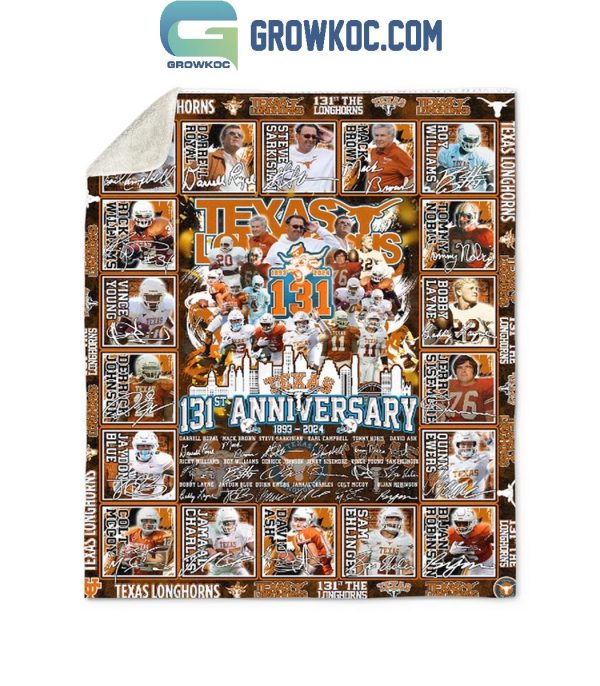 Texas Longhorns 131st Anniversary 1893-2024 Fleece Blanket Quilt