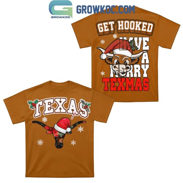 Texas Longhorns Get Hooked Have Merry Texmas Christmas Hoodie T-Shirt