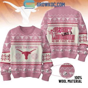 Texas Longhorns Hook ‘Em Cancer Fight Like A Longhorns Christmas Ugly Sweater