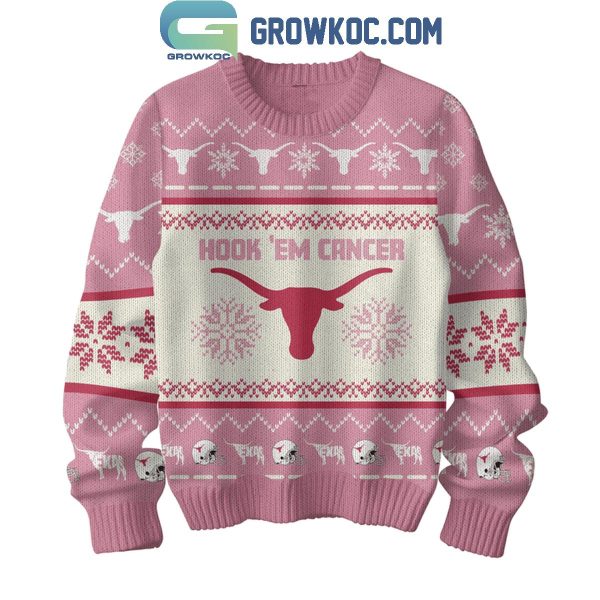 Texas Longhorns Hook ‘Em Cancer Fight Like A Longhorns Christmas Ugly Sweater