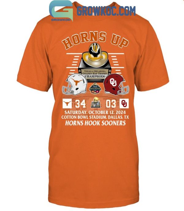 Texas Longhorns Horns Up 2024 Golden Hat Trophy Champions T-Shirt