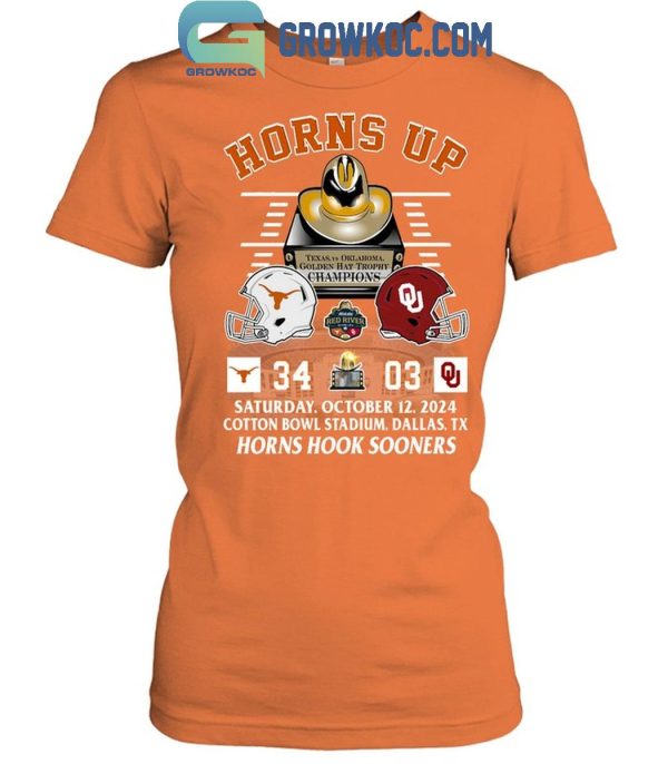 Texas Longhorns Horns Up 2024 Golden Hat Trophy Champions T-Shirt