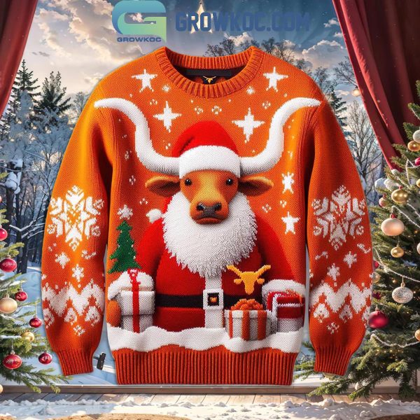 Texas Longhorns Santa Hook ‘Em Merry Christmas Ugly Sweater