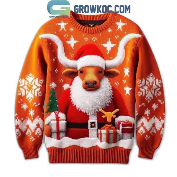 Texas Longhorns Santa Hook ‘Em Merry Christmas Ugly Sweater