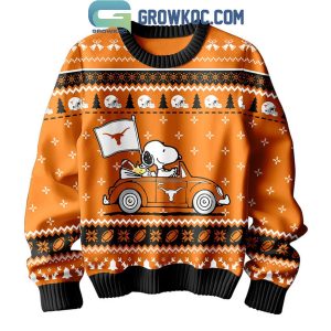 Texas Longhorns Snoopy Peanuts 75th Anniversary 1950-2025 Christmas Ugly Sweater