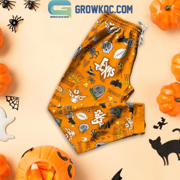 Texas Longhorns Spooky Season Halloween Celebrating Fleece Pajamas Set