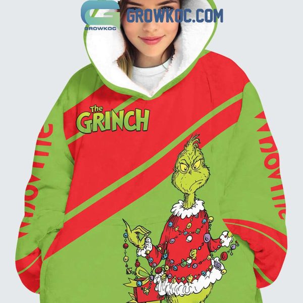 The Grinch Just Waiting For Grinchmas Christmas Oodie Hoodie Blanket