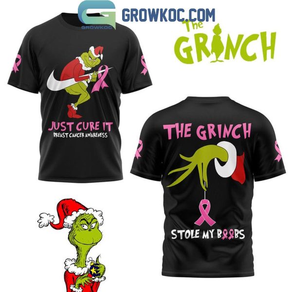 The Grinch Stole My Boobs Just Cure It Breast Cancer Awareness Hoodie T-Shirt